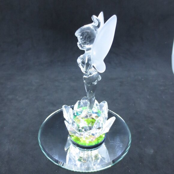 Disney Arribas Bros 5" Tinkerbell Glass Crystal Fairy Figurine Lotus Flower - Picture 3 of 5